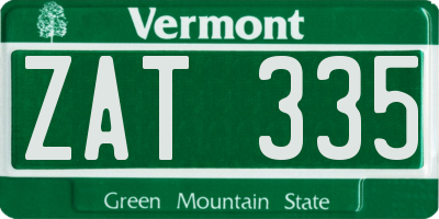 VT license plate ZAT335