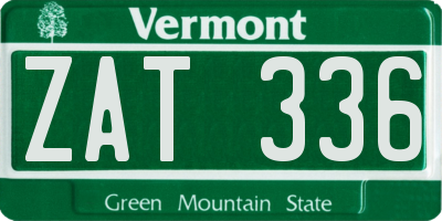 VT license plate ZAT336