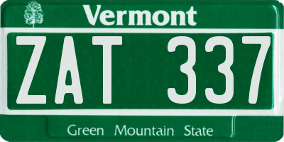 VT license plate ZAT337