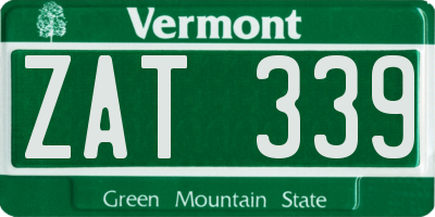 VT license plate ZAT339