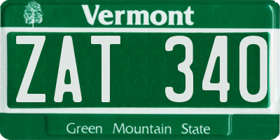 VT license plate ZAT340
