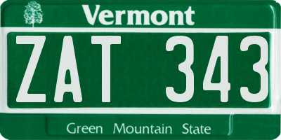 VT license plate ZAT343
