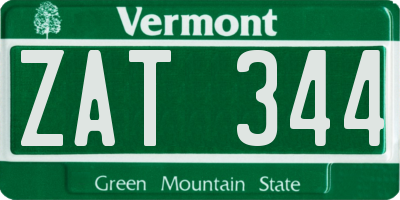 VT license plate ZAT344