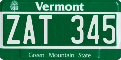 VT license plate ZAT345