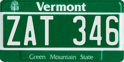 VT license plate ZAT346