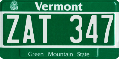 VT license plate ZAT347