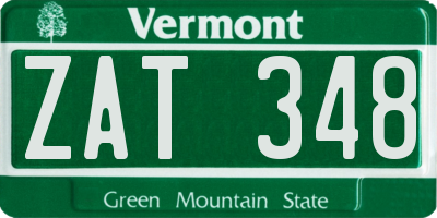 VT license plate ZAT348