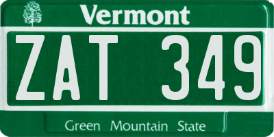 VT license plate ZAT349