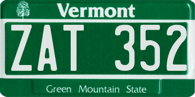 VT license plate ZAT352