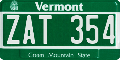VT license plate ZAT354