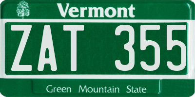 VT license plate ZAT355