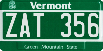 VT license plate ZAT356