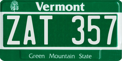 VT license plate ZAT357
