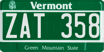 VT license plate ZAT358