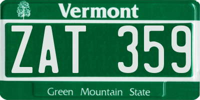 VT license plate ZAT359
