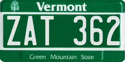 VT license plate ZAT362