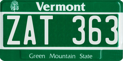 VT license plate ZAT363