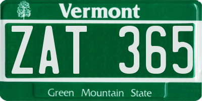 VT license plate ZAT365