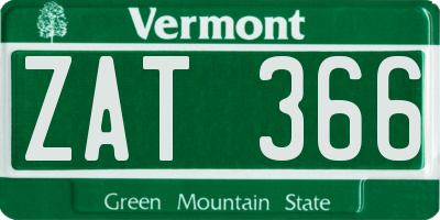 VT license plate ZAT366