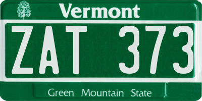 VT license plate ZAT373