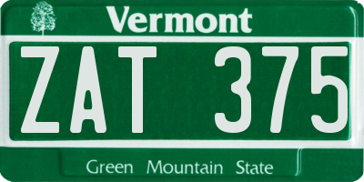 VT license plate ZAT375