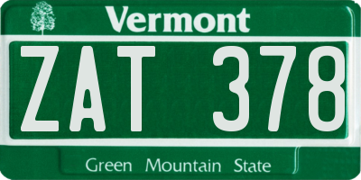 VT license plate ZAT378