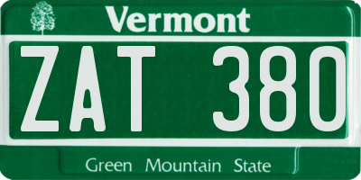 VT license plate ZAT380