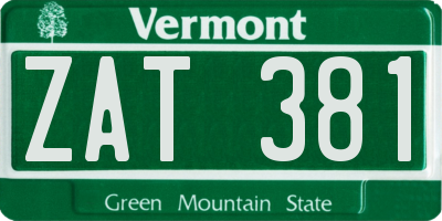 VT license plate ZAT381