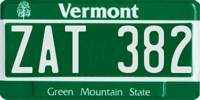 VT license plate ZAT382