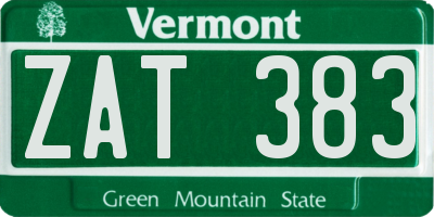 VT license plate ZAT383