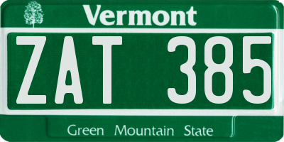 VT license plate ZAT385