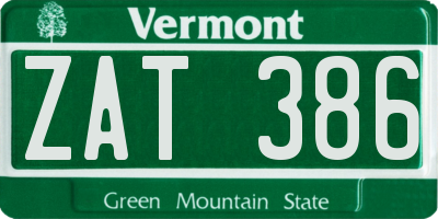 VT license plate ZAT386