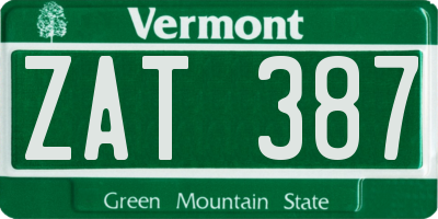 VT license plate ZAT387