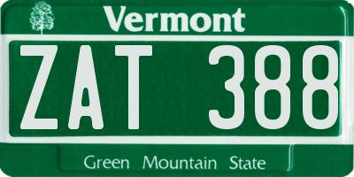 VT license plate ZAT388