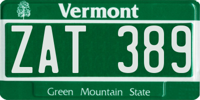 VT license plate ZAT389