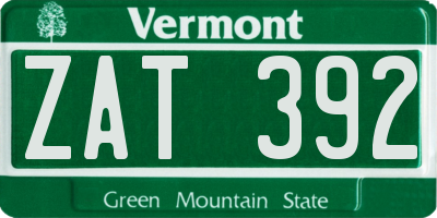 VT license plate ZAT392