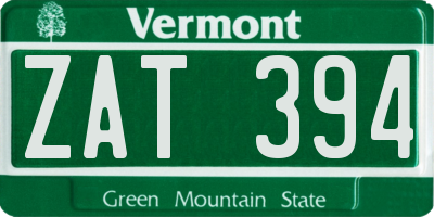 VT license plate ZAT394
