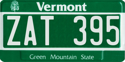 VT license plate ZAT395