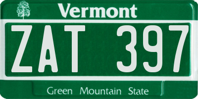 VT license plate ZAT397