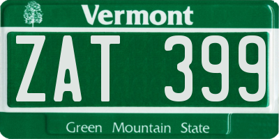 VT license plate ZAT399