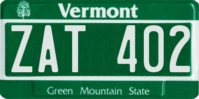 VT license plate ZAT402