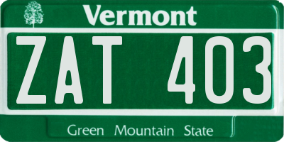 VT license plate ZAT403