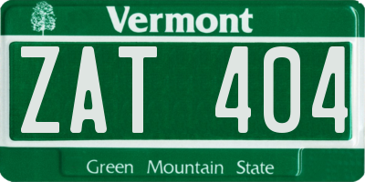VT license plate ZAT404