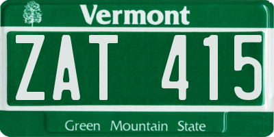 VT license plate ZAT415