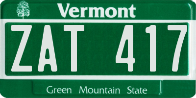 VT license plate ZAT417
