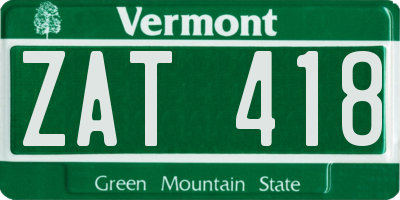 VT license plate ZAT418