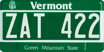 VT license plate ZAT422