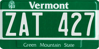 VT license plate ZAT427