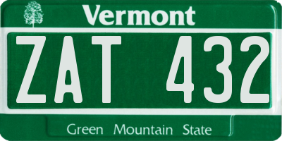 VT license plate ZAT432
