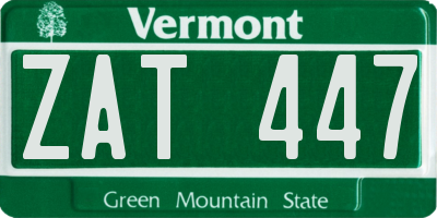 VT license plate ZAT447